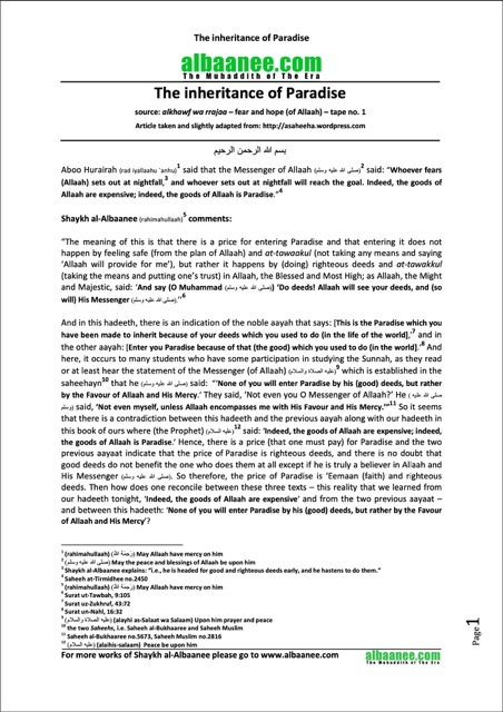 The inheritance of Paradise