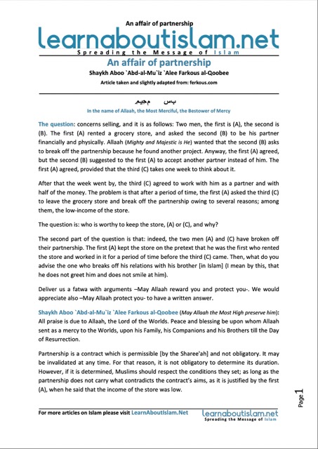 An affair of partnership