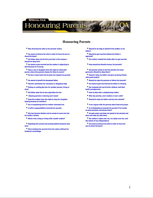 Honouring Parents
