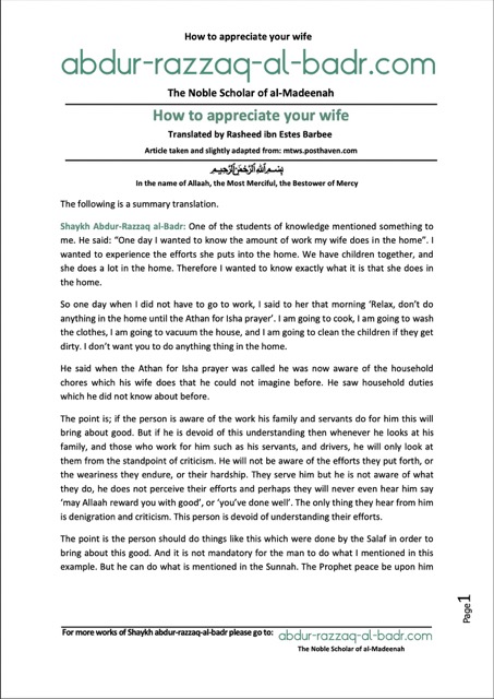 How to appreciate your wife