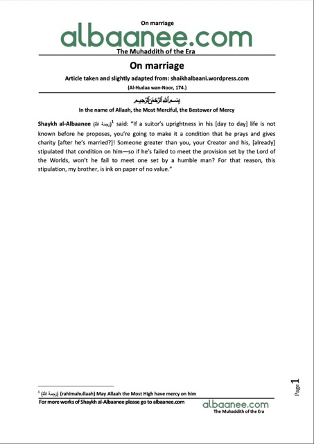 On marriage, al-Albaani