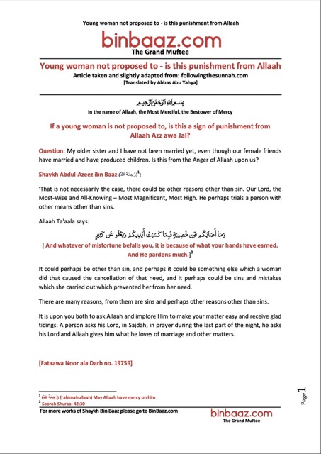 Woman not proposed to, Ibn Baz