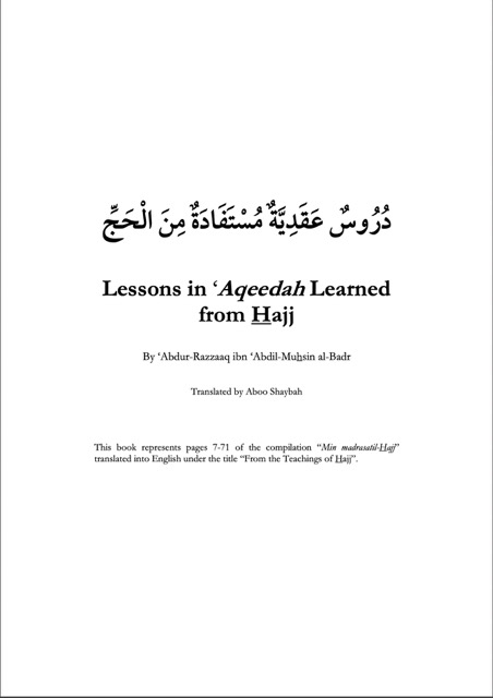 Lessons in Aqeedah Learned from Hajj