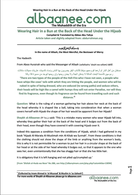 Wearing Hair in a Bun at the Back of the Head Under the Hijaab, al-Albaani