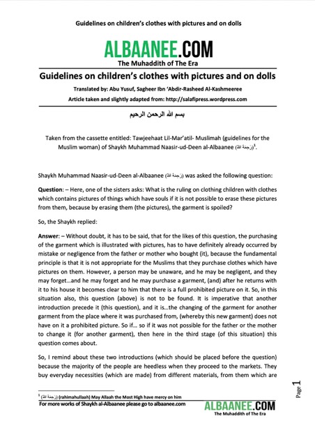 Guidelines on children’s clothes with pictures and on dolls